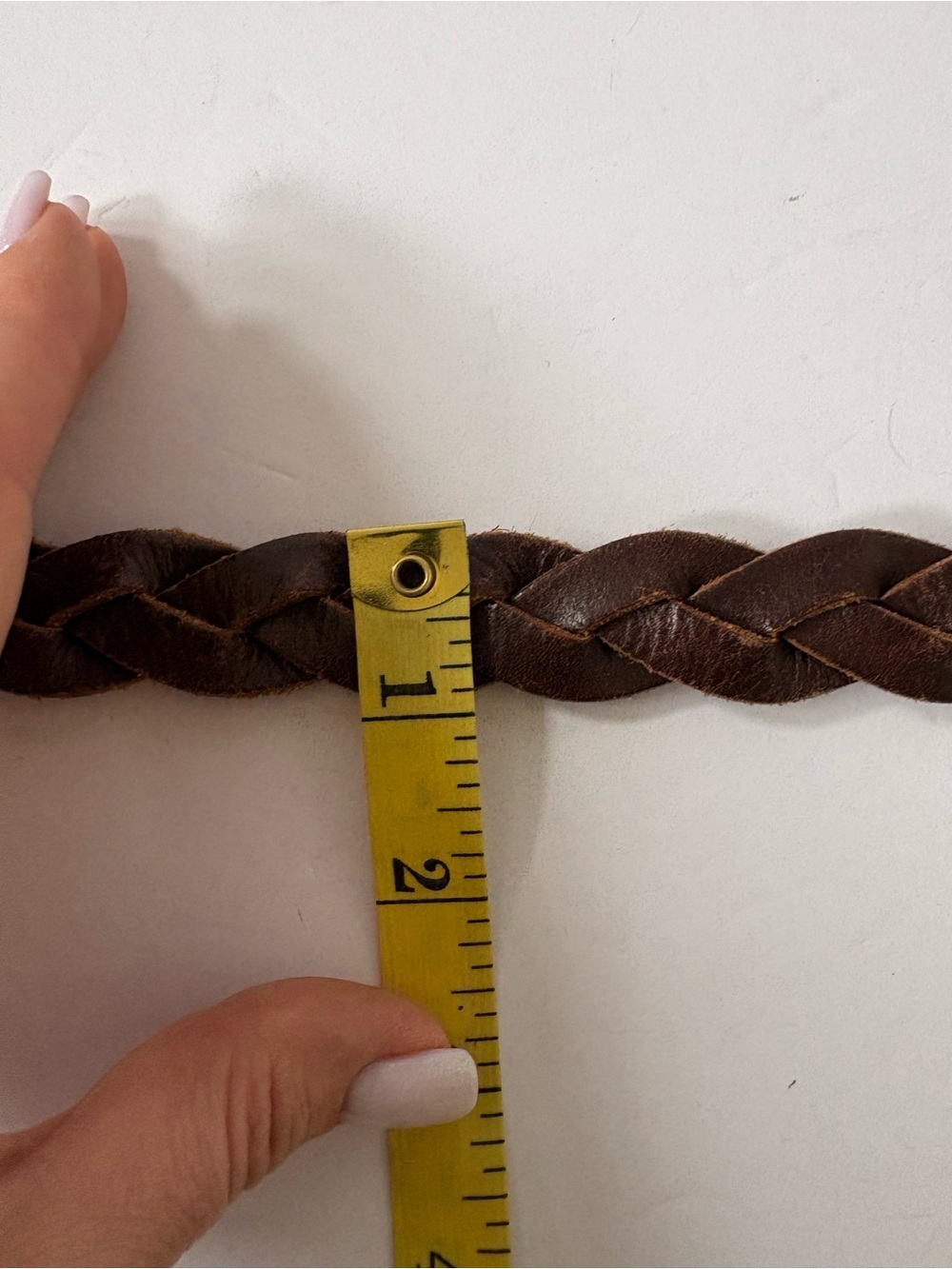 Brown Hand Braided Slim Genuine Leather Belt Silver Brass Buckle L Boho Pirate - Picture 5 of 6